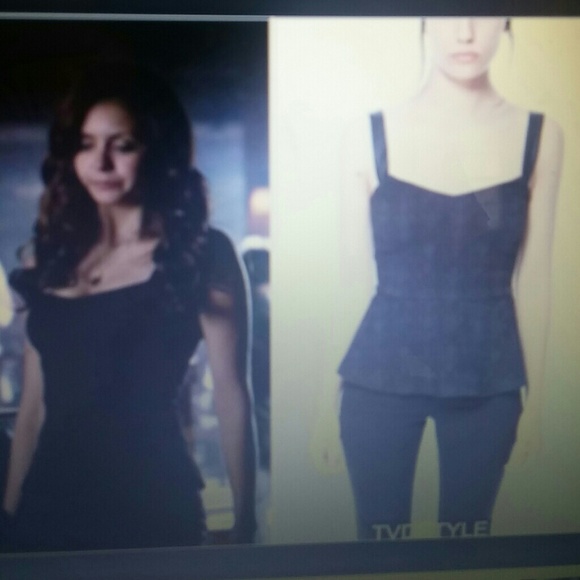 Black Zara peplum tank ASO Katherine Pierce