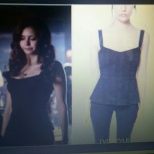 Black Zara peplum tank ASO Katherine Pierce