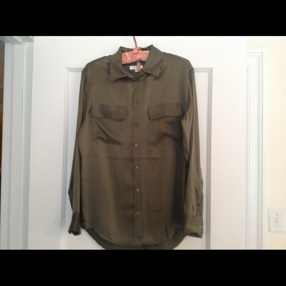 Equipment army green silk blouse.