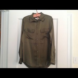 Equipment army green silk blouse.