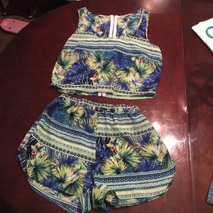 2 piece crop top and shorts