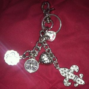 KATHY VAN ZEELAND Silver Plated Key Ring/Bag Charm