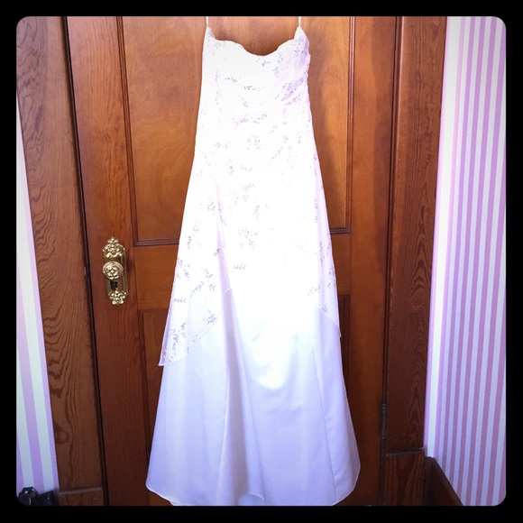 White ball gown with shear gold over lay