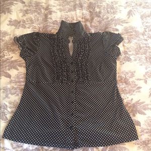 Dress Barn polka dot ruffle top