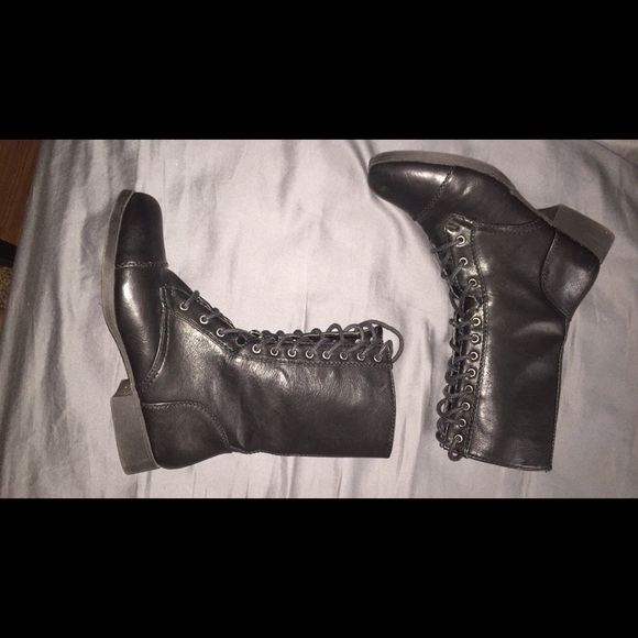 Black combat boots