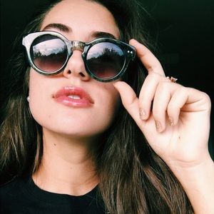 Teal tortoise shell sunglasses