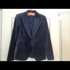 Tahari blue velvet blazer with satin lapels