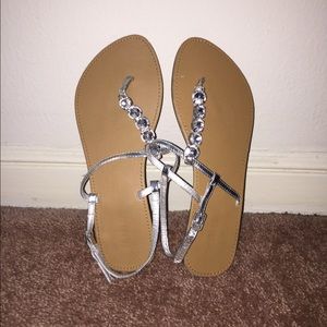 Big stone ankle tie sandals