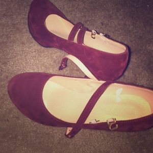 Burgundy plus size high heel shoes