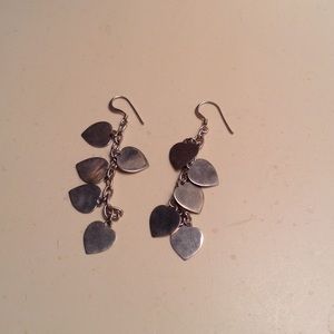 Silver heart dangling earrings