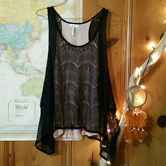 Flowing black lace top