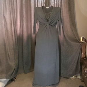 Gray twist front maxi dress