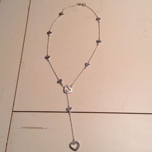 Silver heart drop necklace