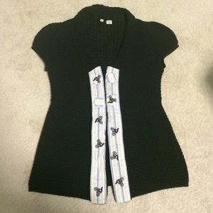 Anthropologie Black Crochet Sweater