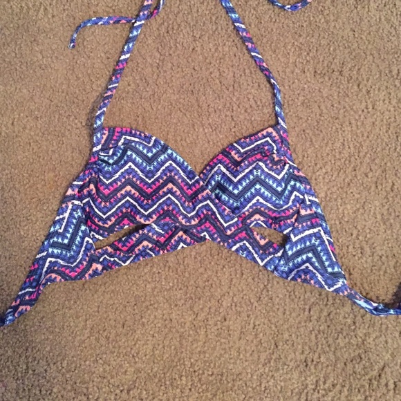 Multi colored chevron swimsuit top!