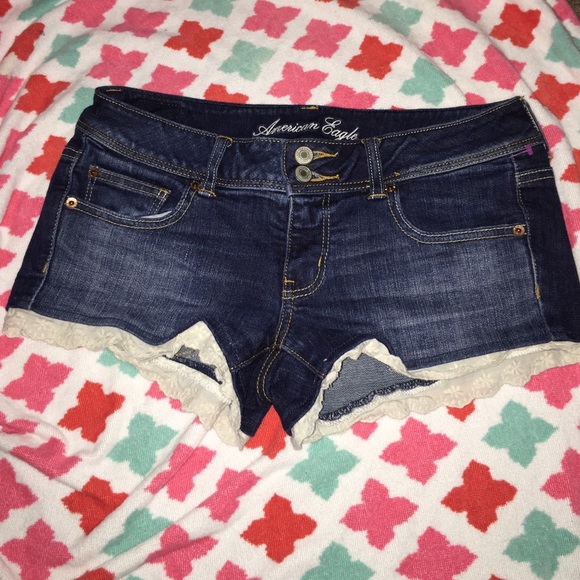 American eagle shorts with lace bottom cuffs