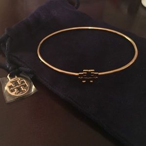 Tory Burch logo gold stacking bracelet