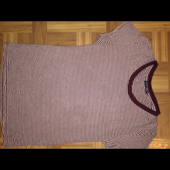 Brandy Melville Burgundy and White Stripe Top