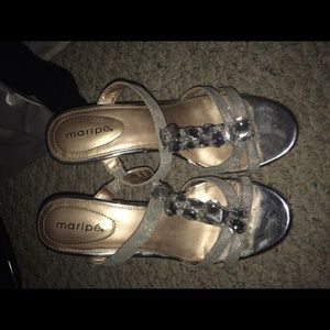 Clear/ silver heels size 7