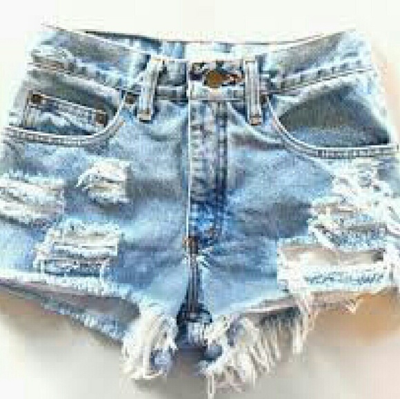 Bleached ripped jean shorts