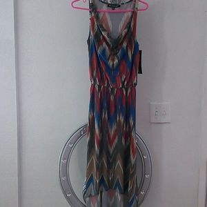 blue and red dress