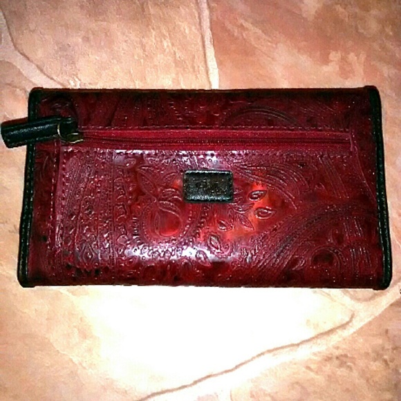 Relic Handbags - Large Maroon Paisley faux leather Relic wallet