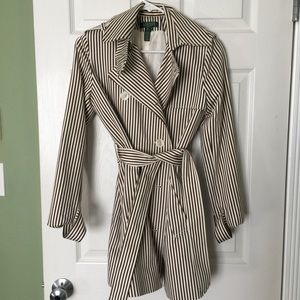 Ralph Lauren Chocolate & Cream Striped Trench Coat