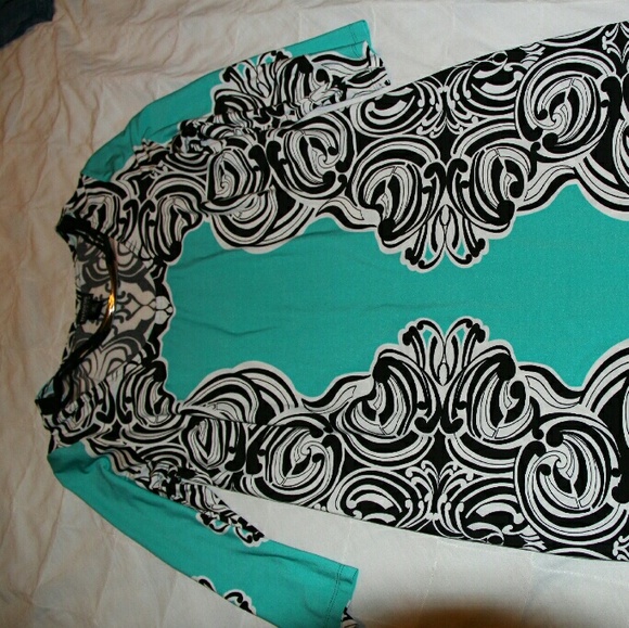 Turquiose and black dress