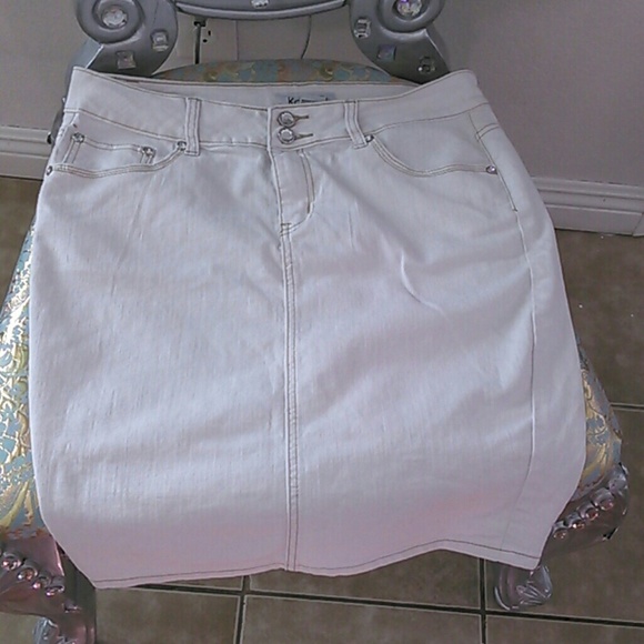 white jean skirt with Diamonds