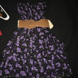 Mini floral dress with belt