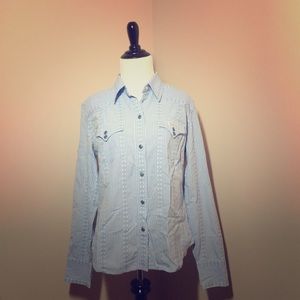 Final Price Lucky Brand Gingham  Blouse Sz L