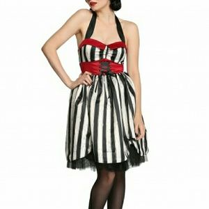 B&W striped halter neck dress