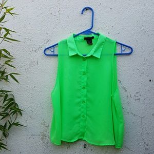 Neon green sheer croptop