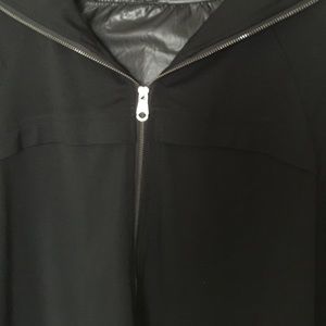 Women hoodie black long coat zip up coat