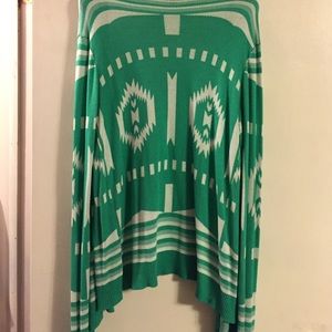 Aztec print fringe cartigan