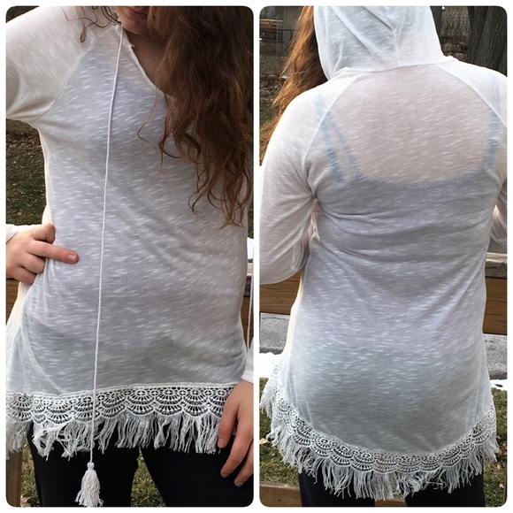 SZ M/L ONLY! White Hoodie Tunic! NEW! - Picture 4 of 6