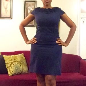 Navy Ruffled Collar Dress