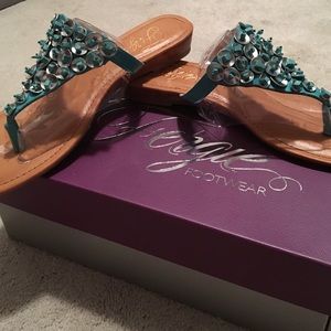 Fergie Blue Strap Sandals
