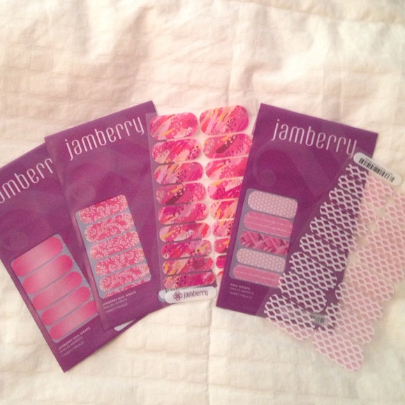 5 packages of pink JAMBERRY nail wraps!
