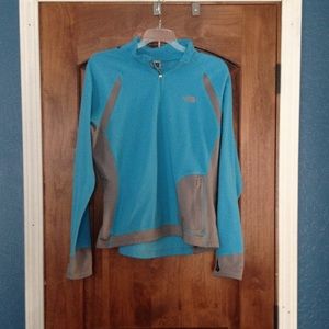Blue and Gray North Face 1/4 zip