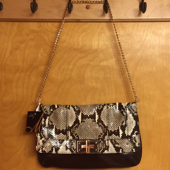 Milly
Brown Kathryn Pythonembossed Leather Clutch