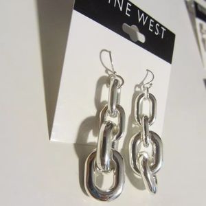 Nine West Chain Link Earrings NWT Silver