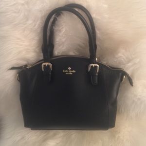 KS black leather handbag
