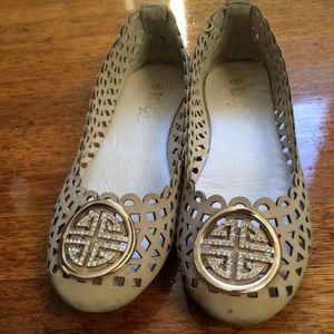 Sold 🚫 Flats size 8 Beige w Rhinestones Lace Cut
