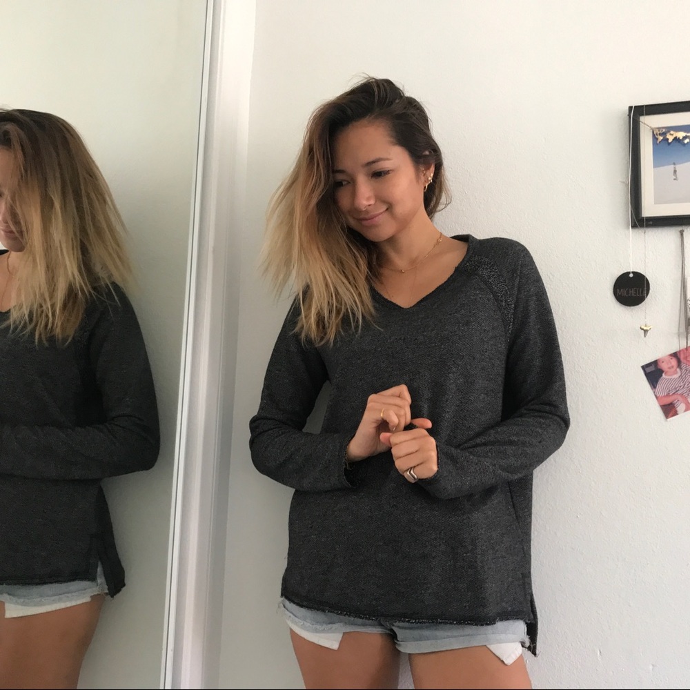 Anthropologie Marble Contrast Terry Sweater Top velvet by Graham revolve