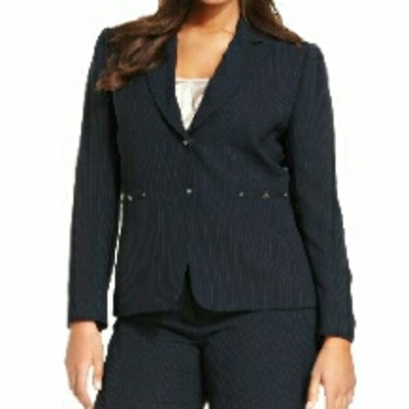 Tahari Two-Button Pinstripe Pantsuit - Picture 2 of 3