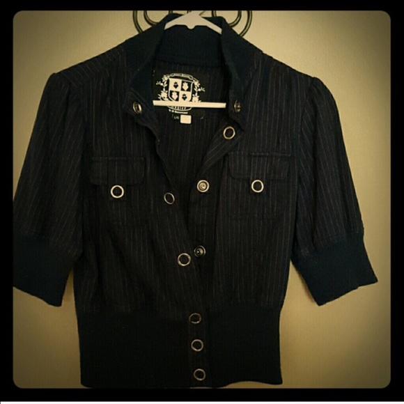 Pinstripe Button Up Short Jacket