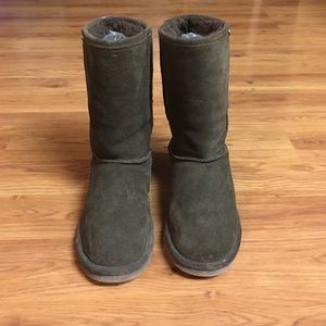 Bearpaw Brown Suede Boots Sheepskin Lining Size 9