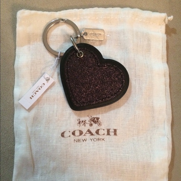 NWT Coach glitter heart fob