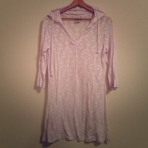 Marika white sheer hooded beach cover up size S